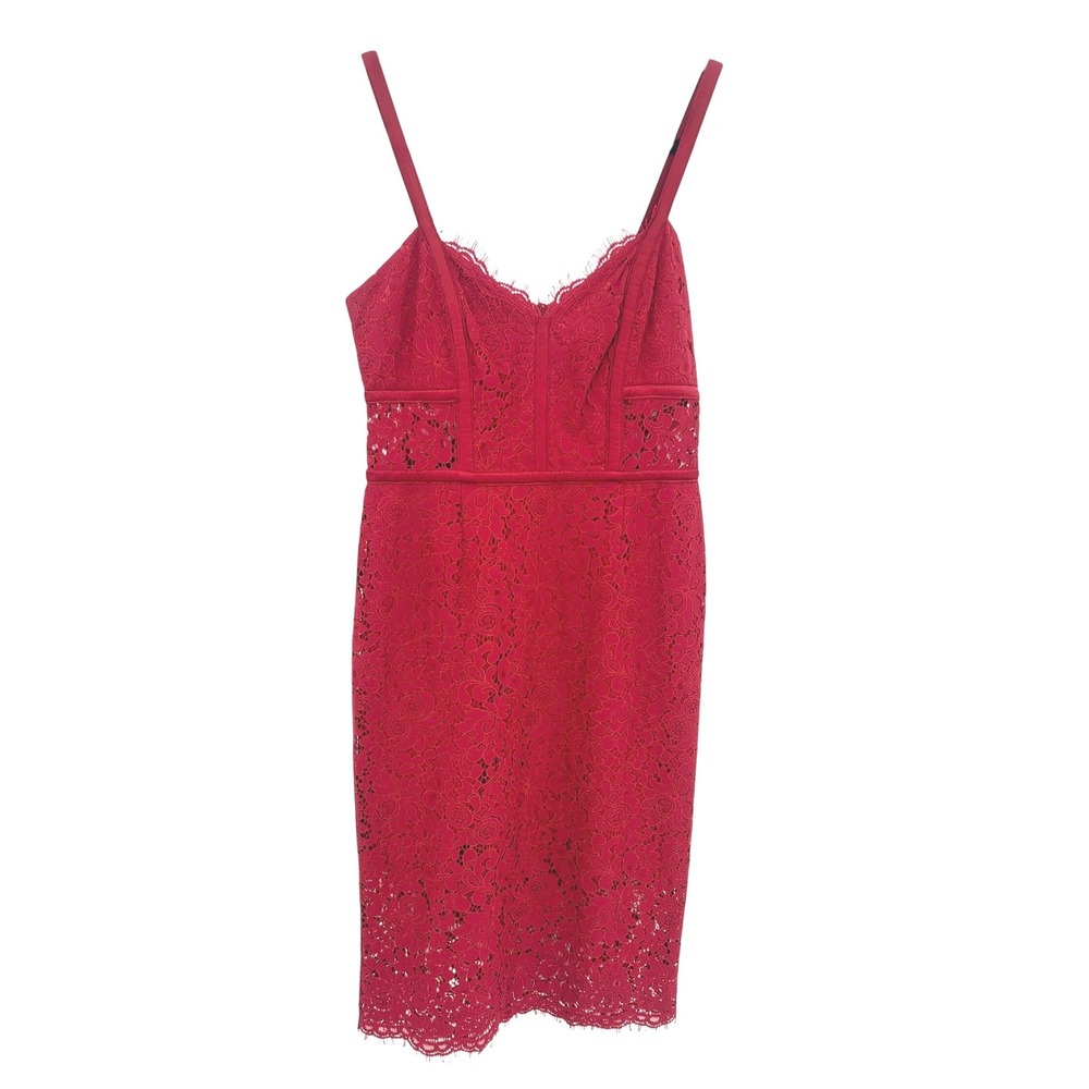 Coquette Red Lace Corset Midi Dress S Fitted Romantic Cocktail Y2K Express NWT